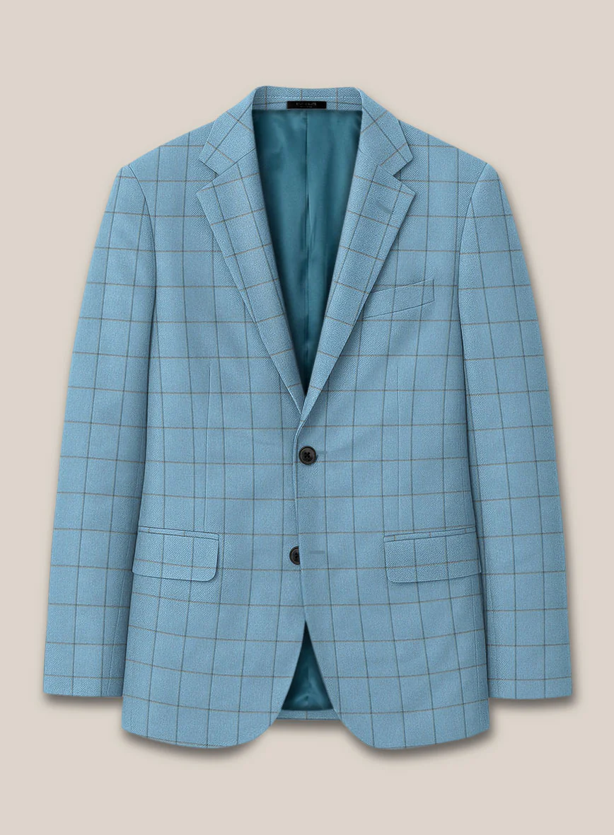 Scabal Londoner Windowpane Blue Wool Suit - Image 4
