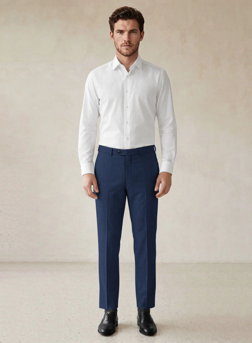 Scabal Lucin Twill Blue Wool Pants - Image 3