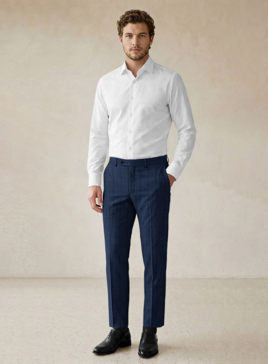 Scabal Natro Checks Blue Wool Suit - Image 7