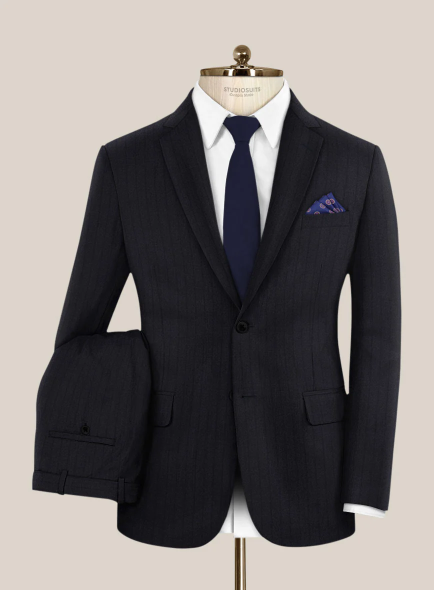 Scabal Pegico Stripe Blue Wool Suit - Image 2
