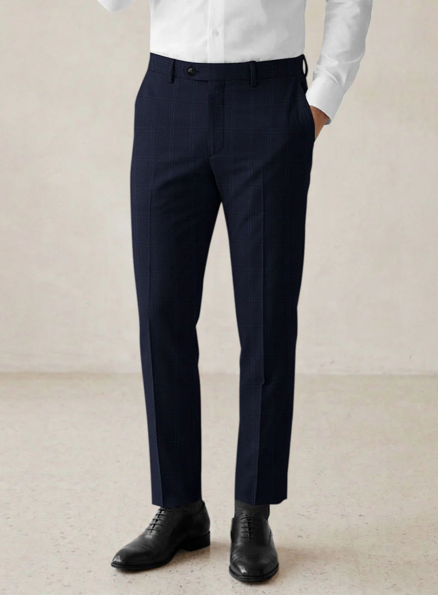 Scabal Poz Checks Blue Wool Suit - Image 6