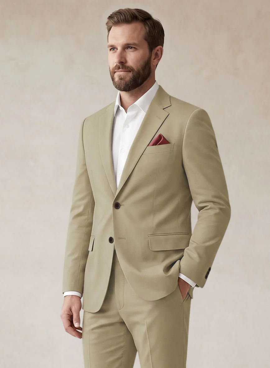 Scabal Sand Beige Cotton Stretch Suit - Image 3