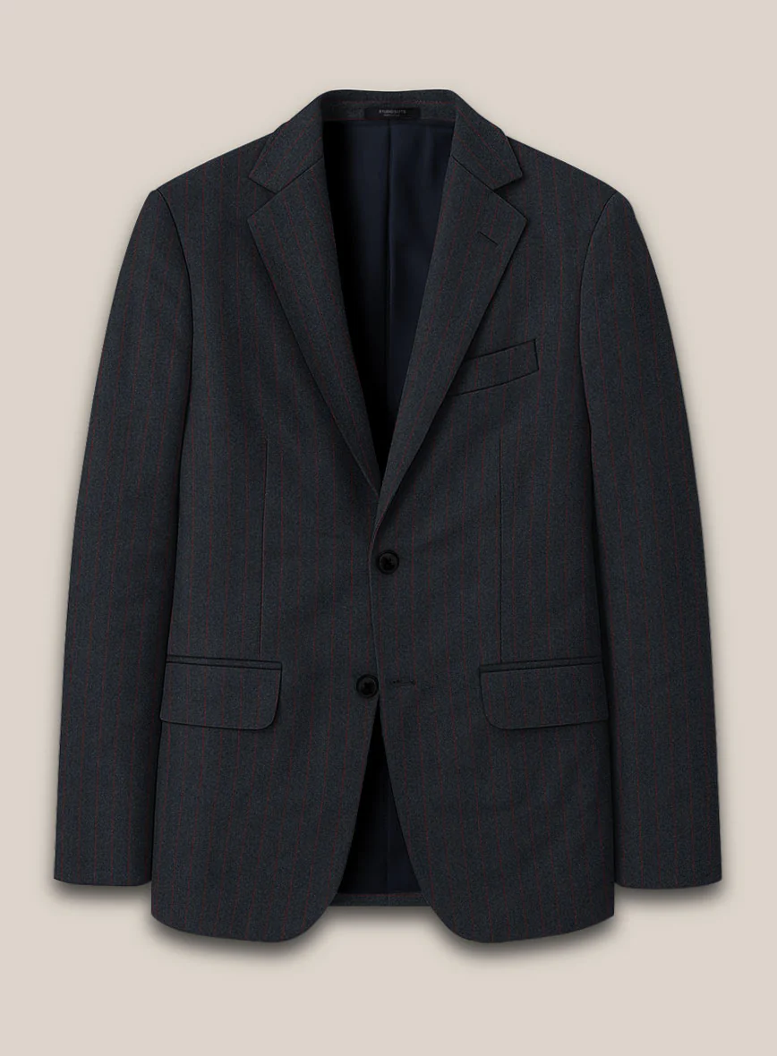 Scabal Sapphire Beaded Stripe Charcoal Wool Jacket