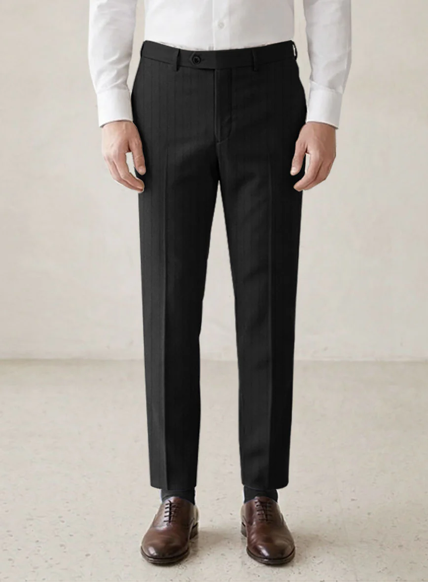 Scabal Sapphire Chalkstripe Gray Wool Pants