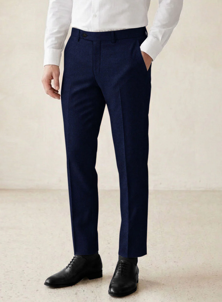 Scabal Sapphire Cobalt Blue Wool Pants