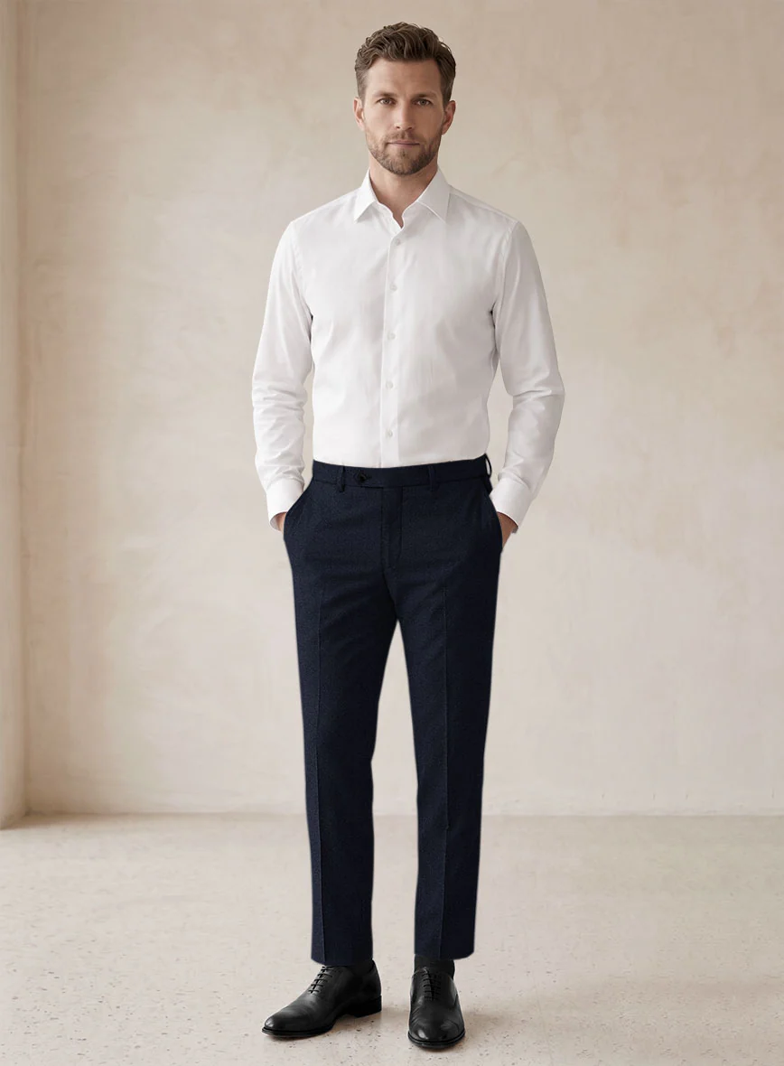 Scabal Sapphire Herringbone Blue Wool Pants - Image 3