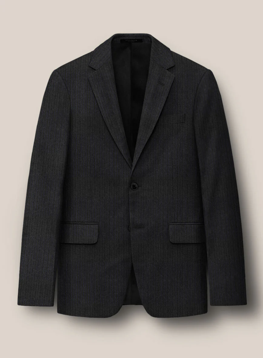 Scabal Sapphire Pinstripe Charcoal Wool Jacket