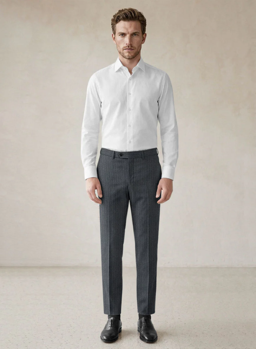 Scabal Sapphire Pinstripe Gray Wool Pants - Image 3