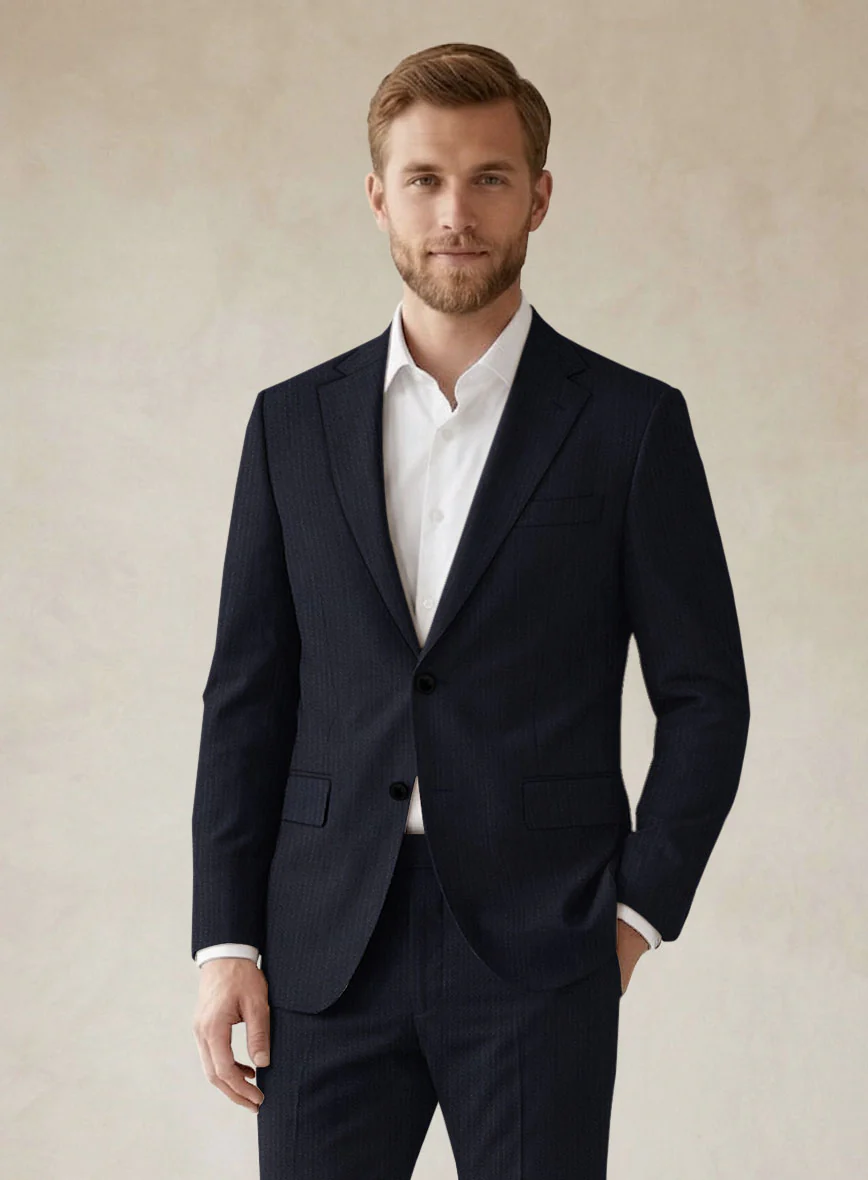 Scabal Sapphire Pinstripe Navy Wool Jacket - Image 2