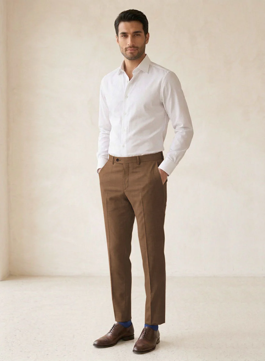 Scabal Sepia Brown Wool Pants - Image 3