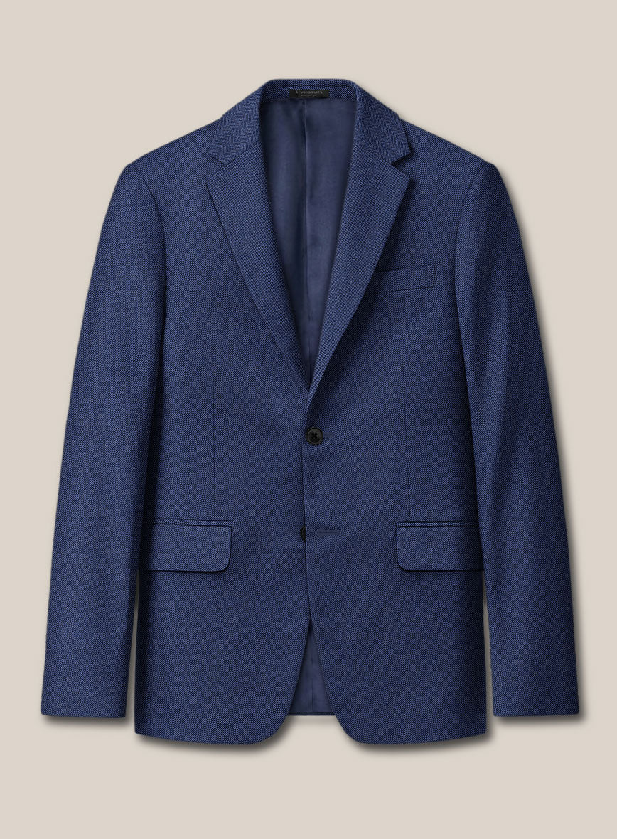 Scabal Siano Herringbone Blue Wool Suit - Image 2