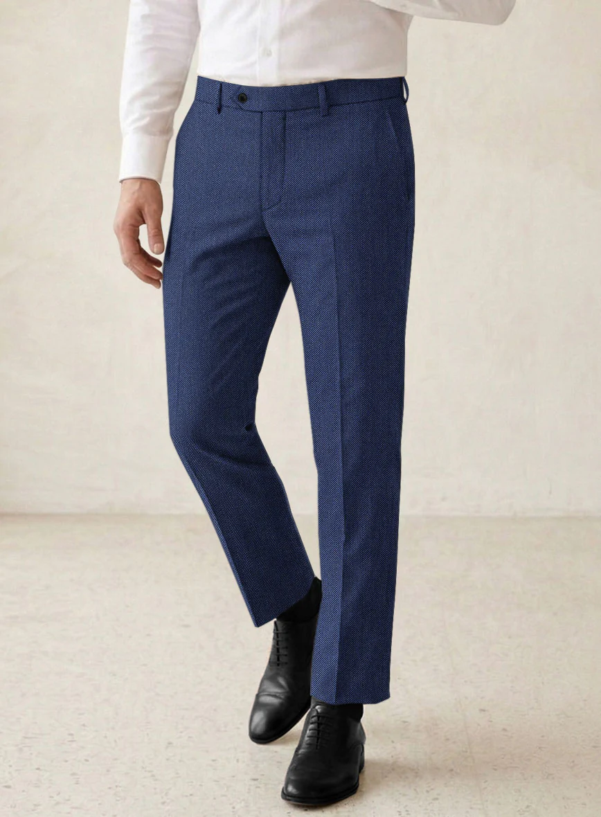 Scabal Siano Herringbone Blue Wool Suit - Image 5
