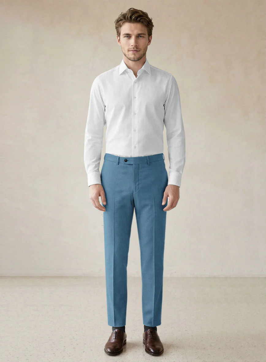 Scabal Steel Blue Wool Pants - Image 3