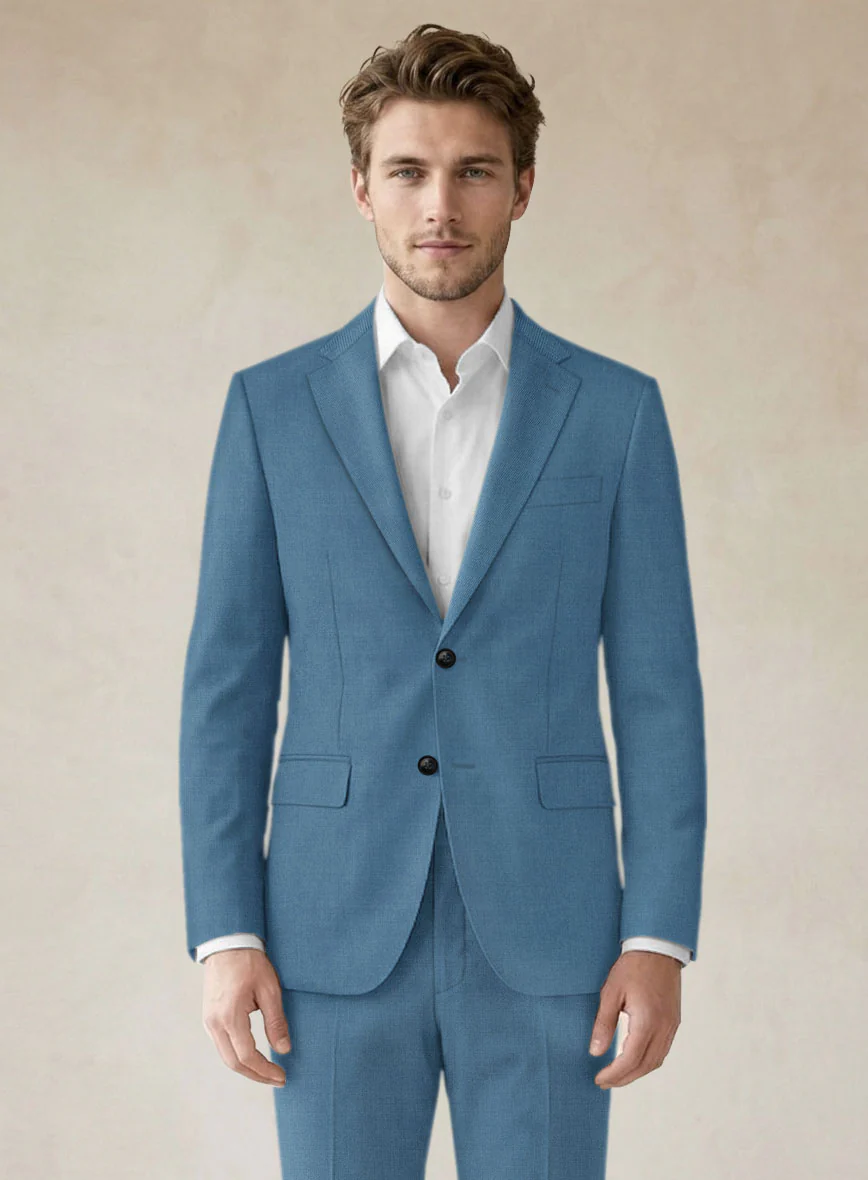 Scabal Steel Blue Wool Suit - Image 3