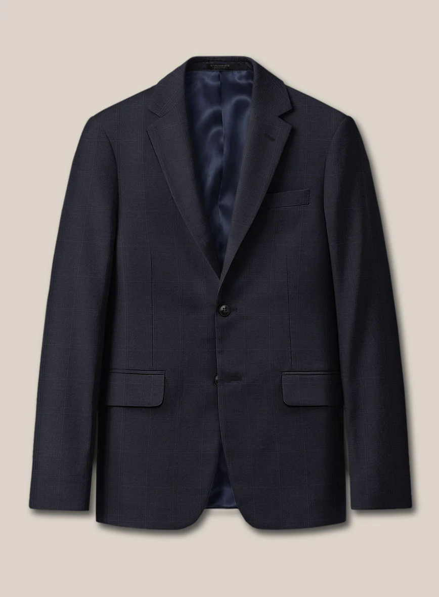 Scabal Sval Windowpane Blue Wool Jacket