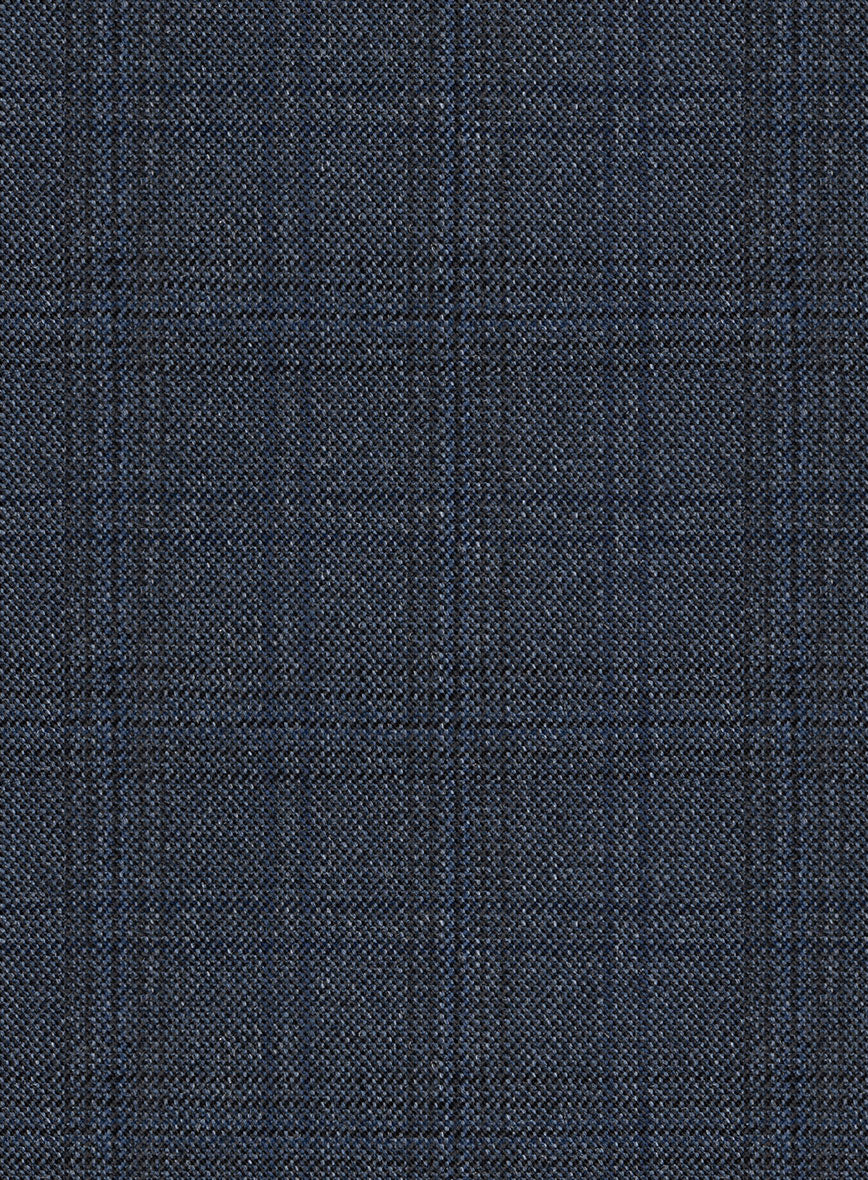 Scabal Tornado Checks Blue Wool Pants - Image 4
