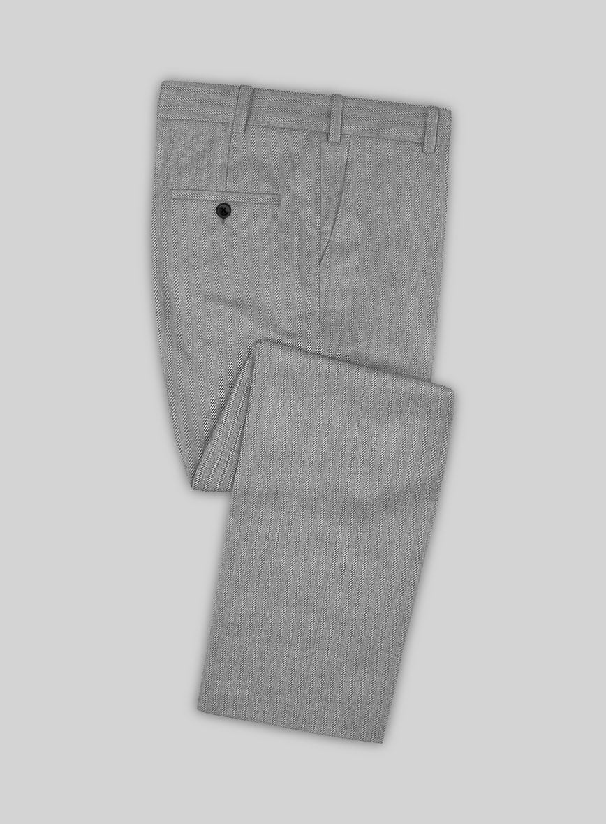 Scabal Tornado Herringbone Light Gray Wool Suit - Image 5