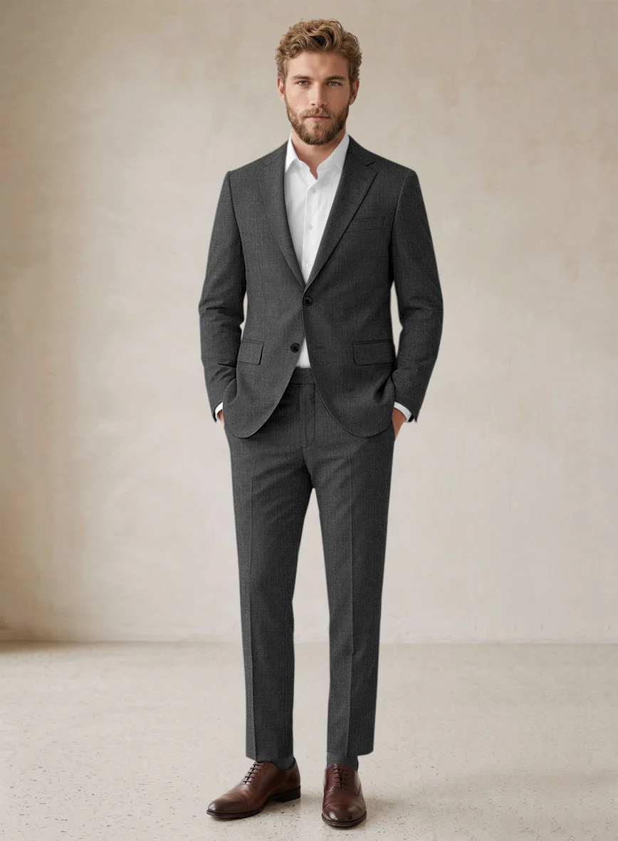 Scabal Tornado Pin Check Black Wool Suit