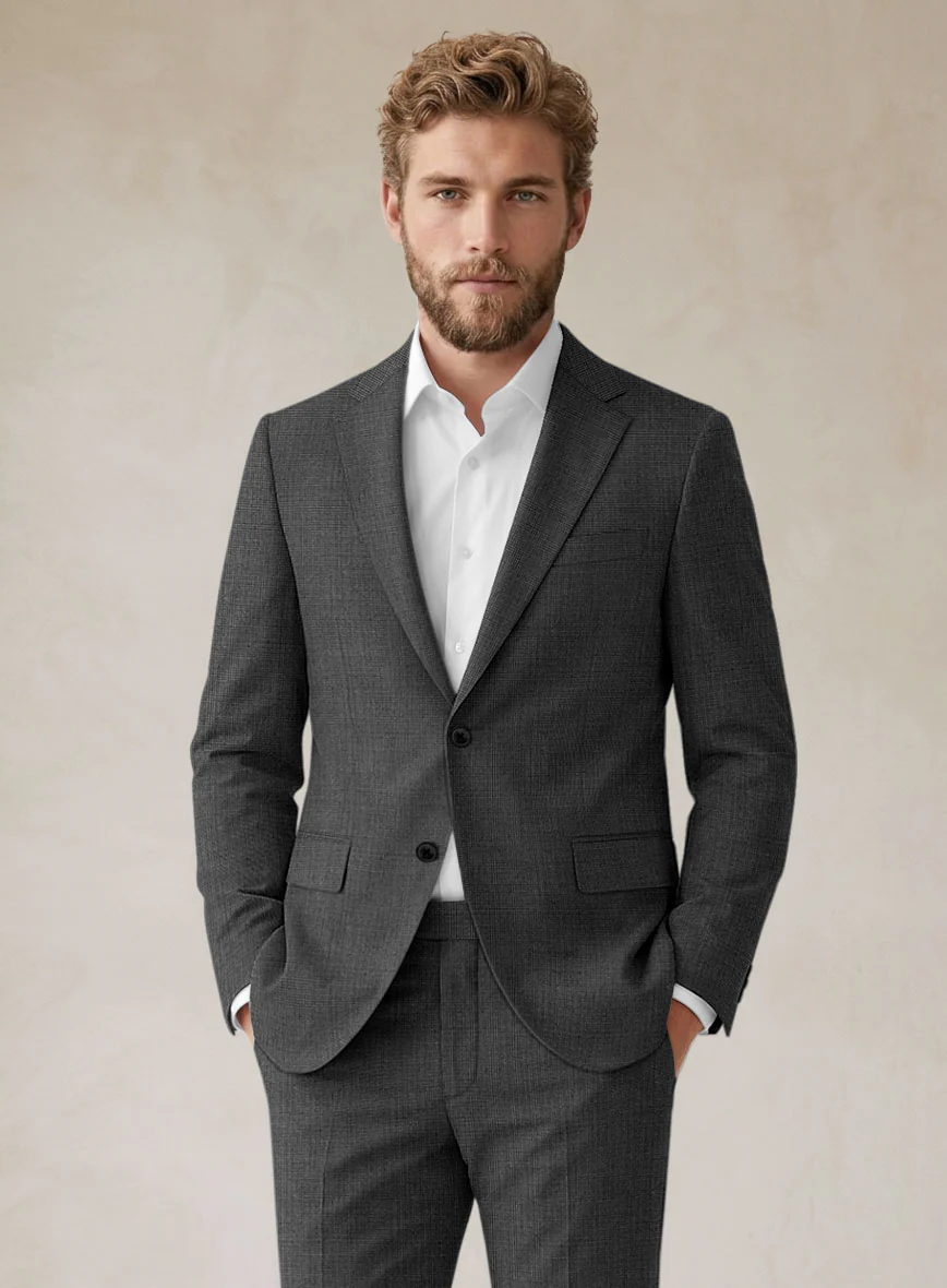 Scabal Tornado Pin Check Black Wool Suit - Image 3