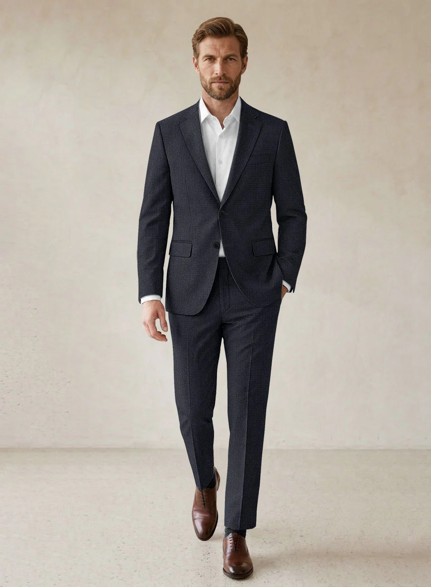 Scabal Tornado Pin Check Blue Wool Suit