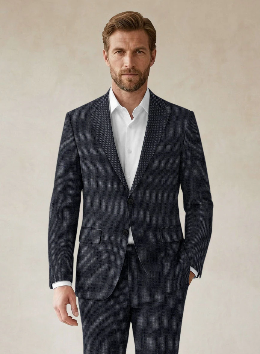 Scabal Tornado Pin Check Blue Wool Suit - Image 3