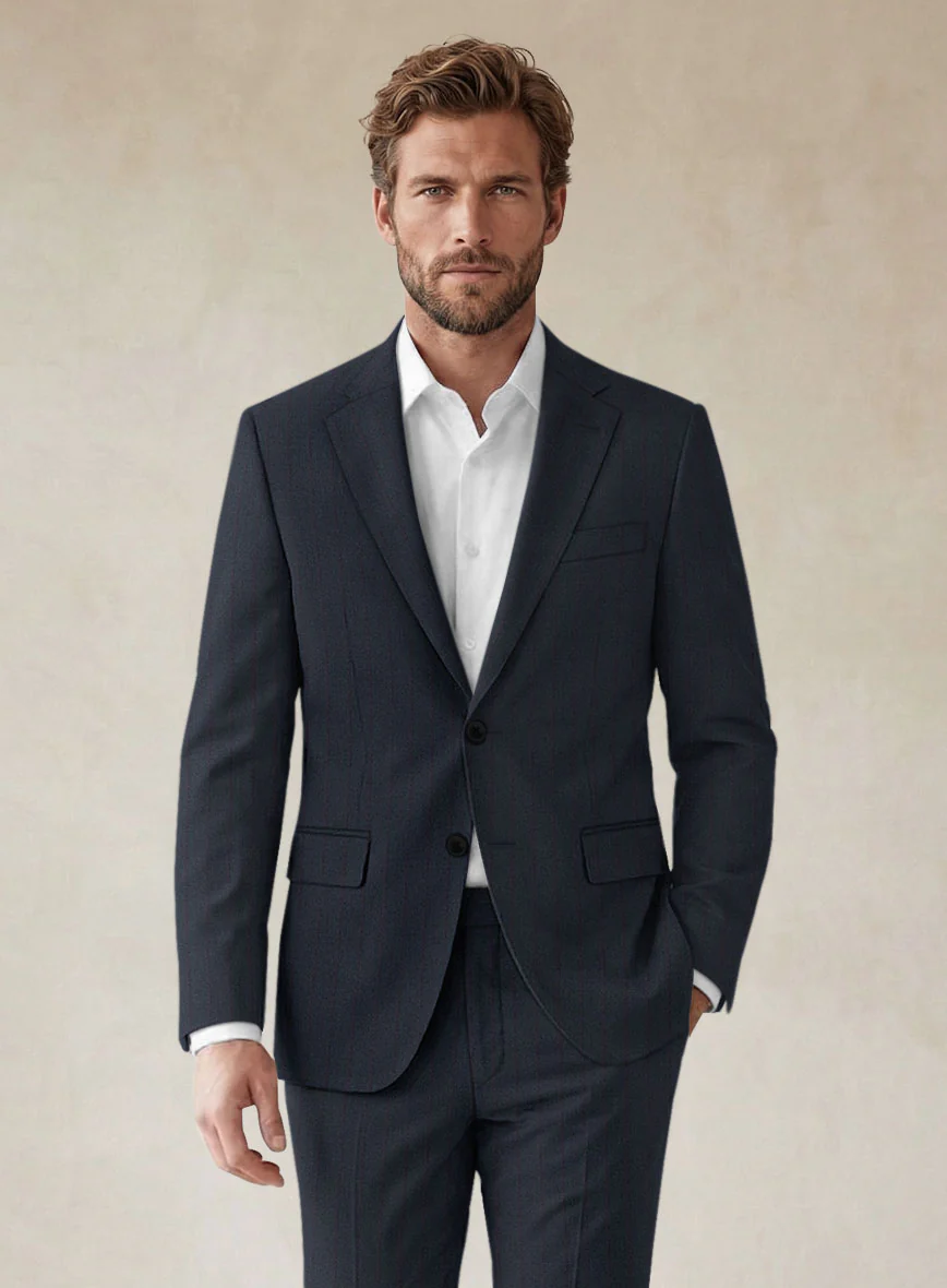 Scabal Tornado Stripes Midnight Blue Wool Jacket - Image 2