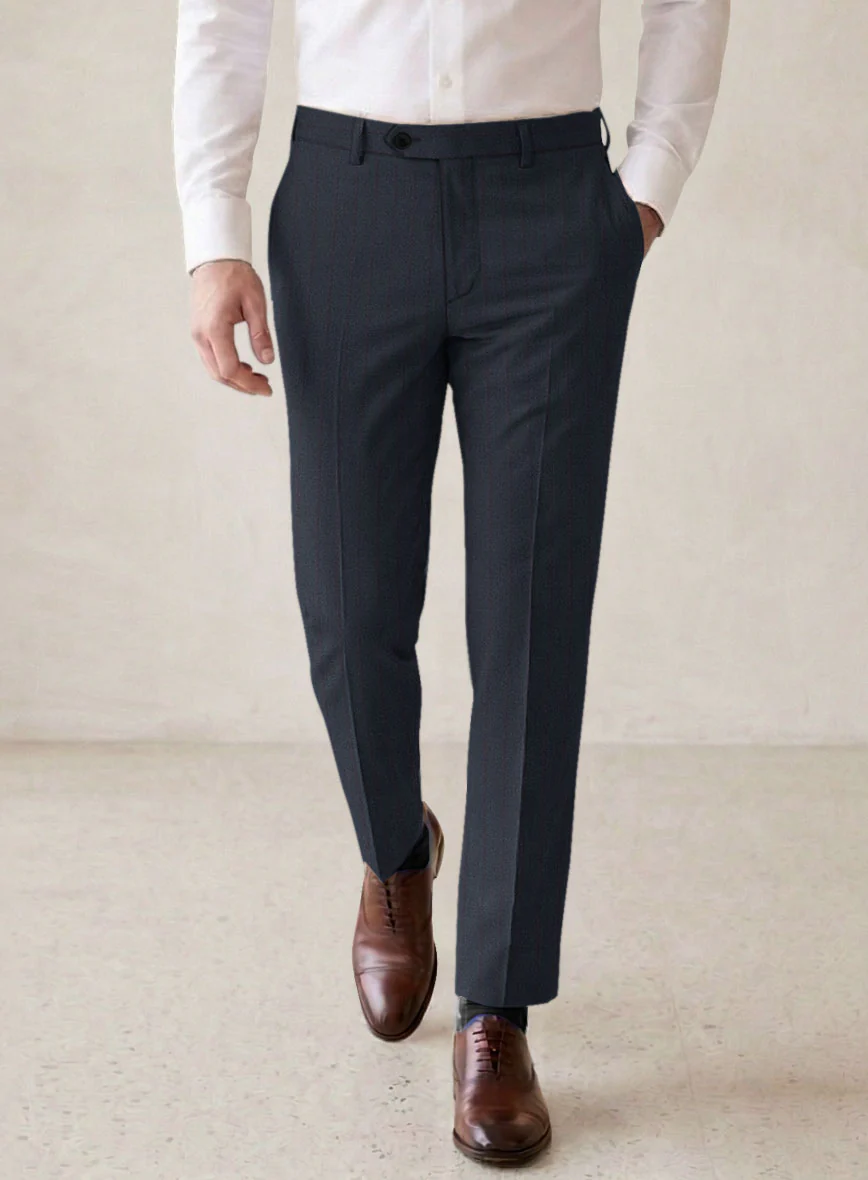 Scabal Tornado Stripes Midnight Blue Wool Suit - Image 7