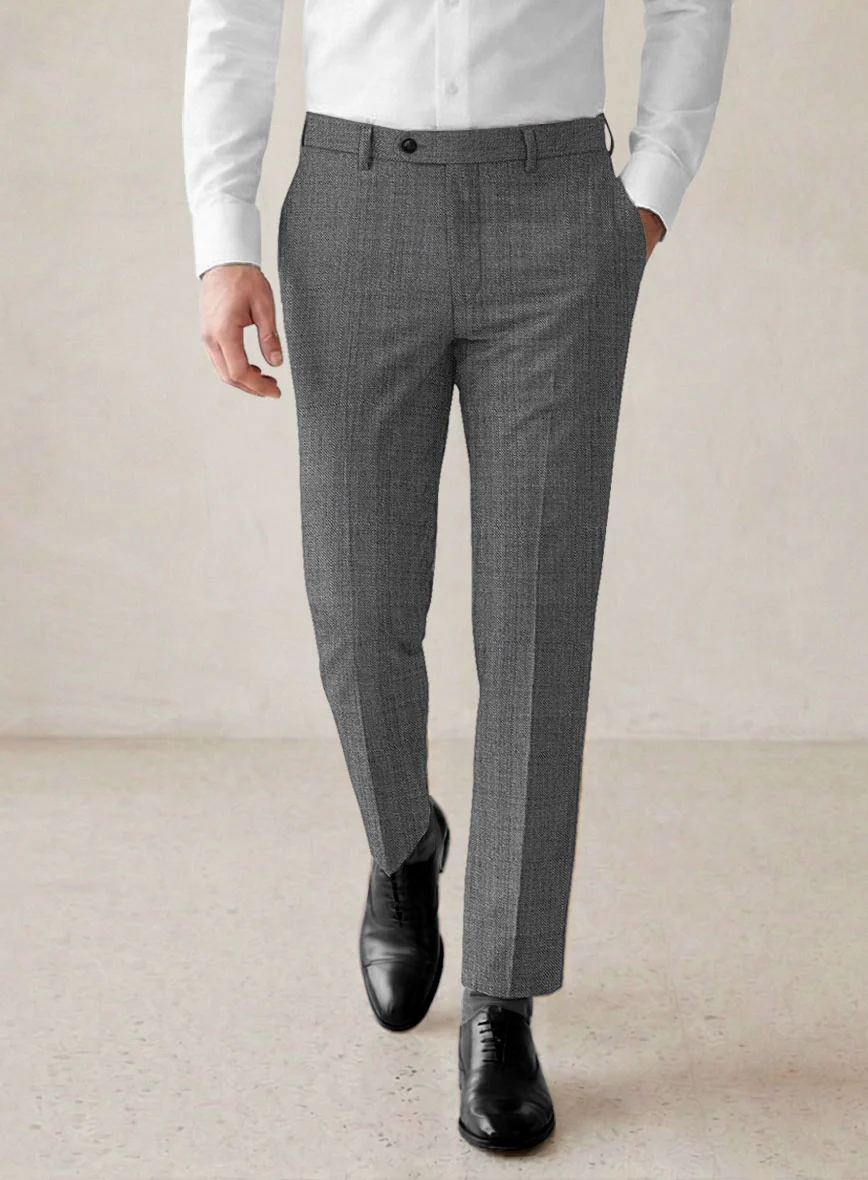 Scabal Tornado Twill Gray Blue Wool Pants