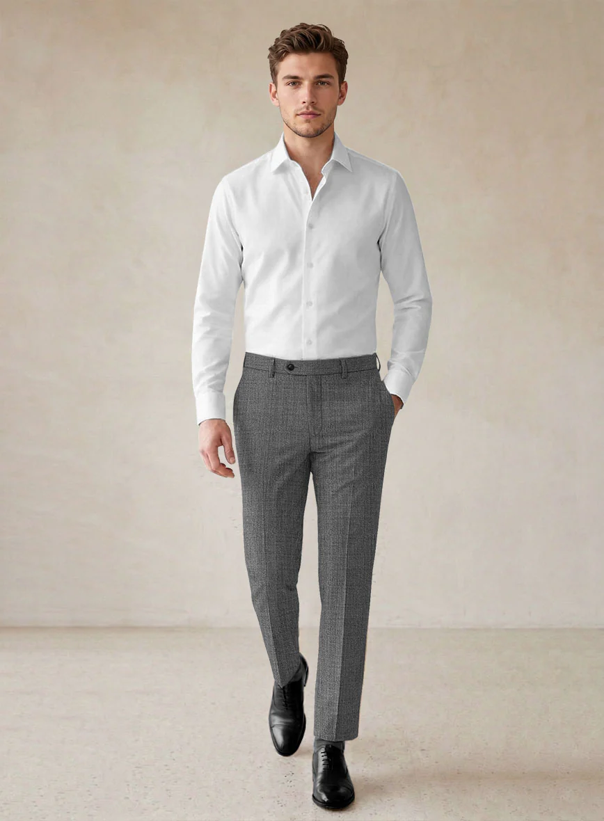 Scabal Tornado Twill Gray Blue Wool Pants - Image 3