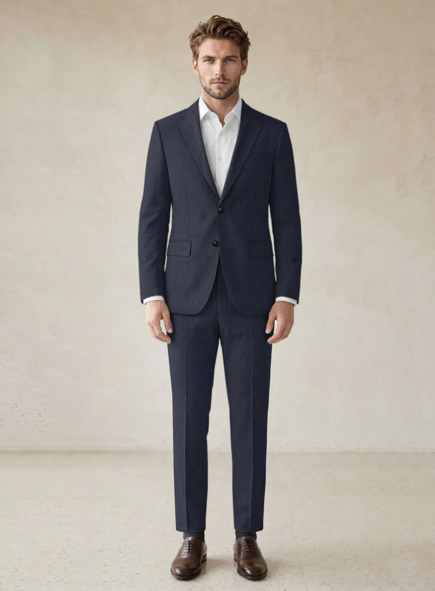 Scabal Tornado Twill Navy Blue Wool Suit