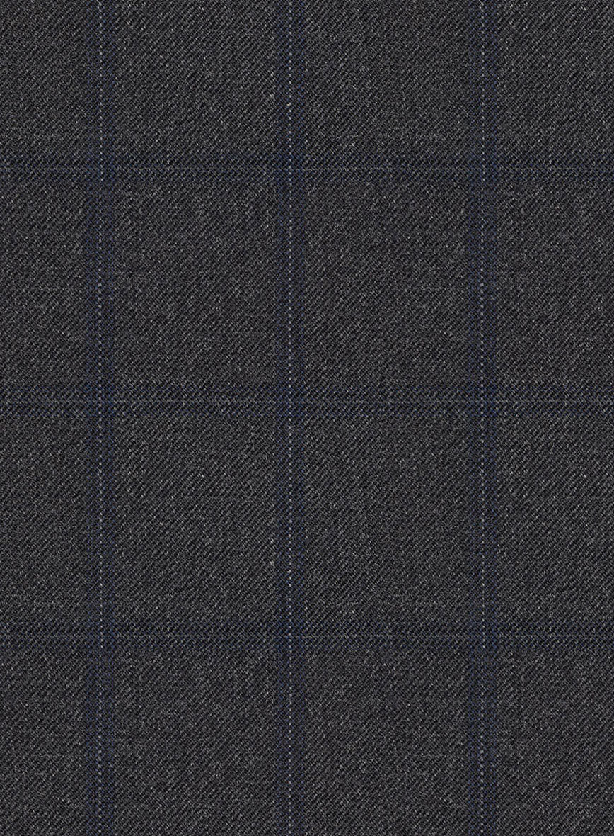 Scabal Tornado Windowpane Dark Gray Wool Pants - Image 4