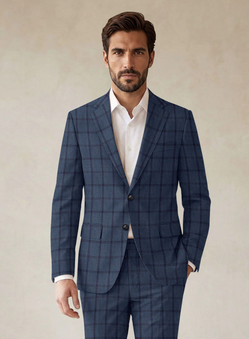 Scabal Tornado Windowpane Pacific Blue Wool Jacket - Image 2