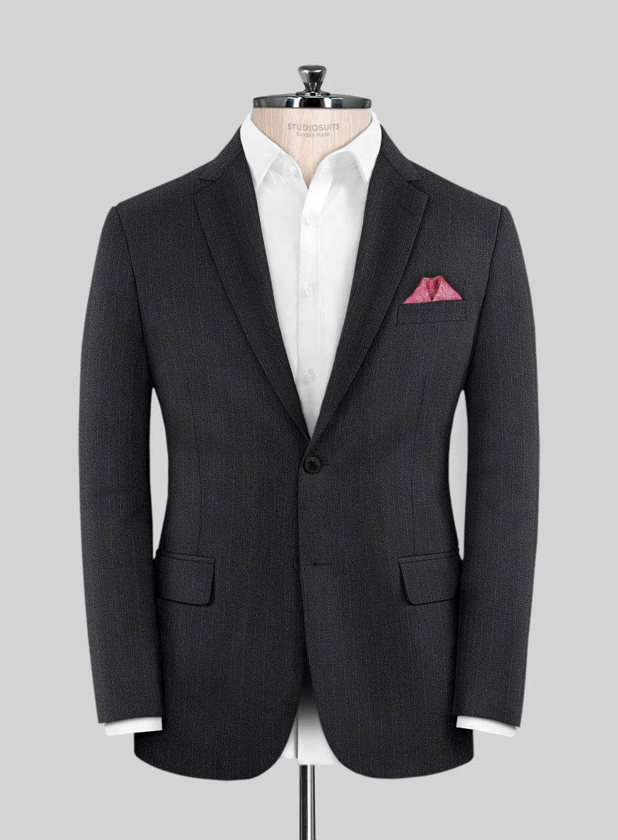 Scabal Urnino Stripe Charcoal Wool Jacket