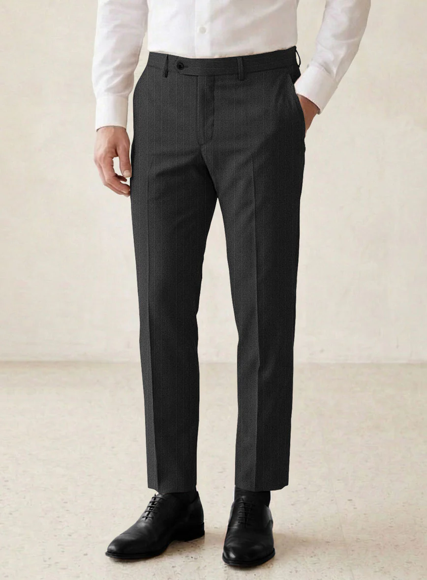 Scabal Vadal Stripe Gray Wool Pants