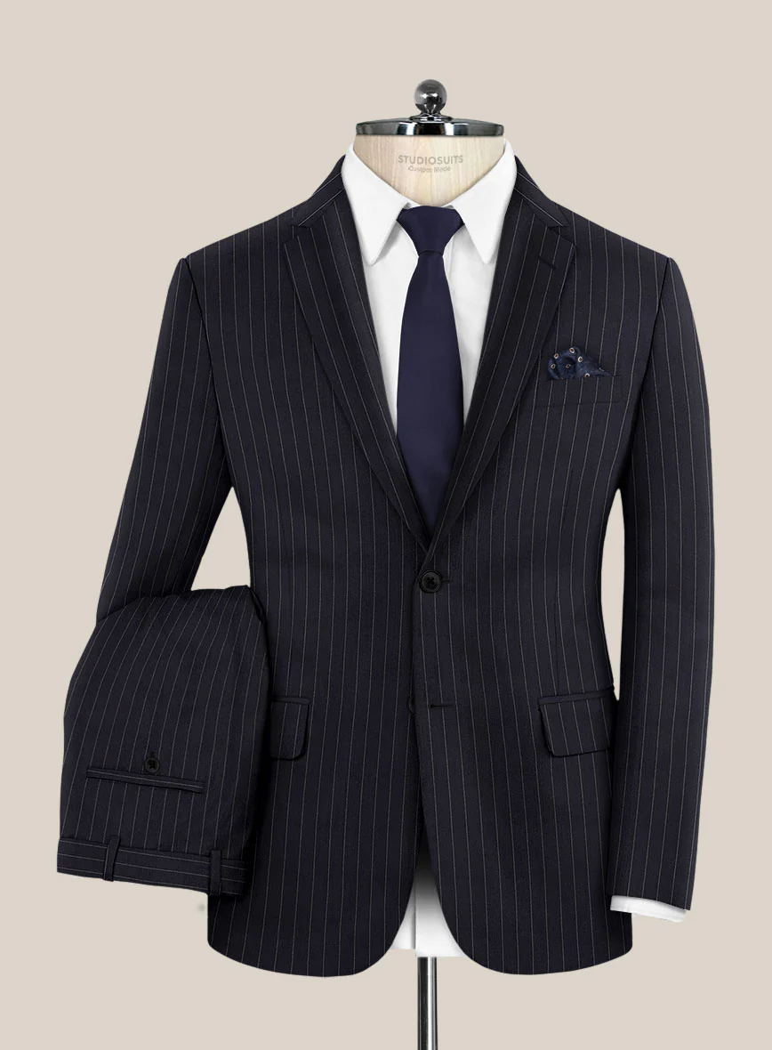 Scabal Vredlo Stripe Blue Wool Suit - Image 2