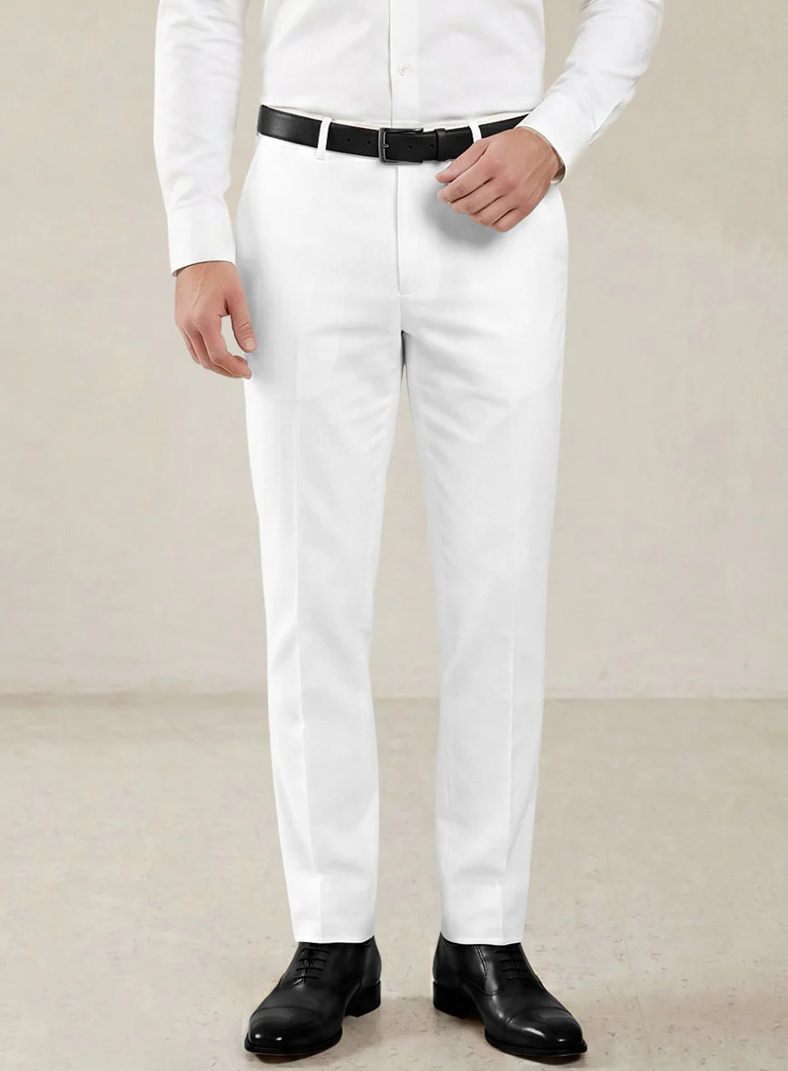 Scabal White Cotton Stretch Pants