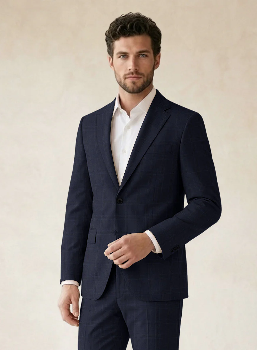 Scabal Xuito Checks Blue Wool Jacket - Image 2