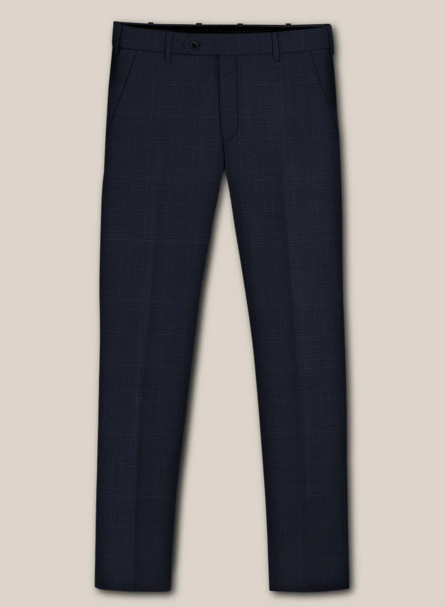 Scabal Xuito Checks Blue Wool Pants - Image 2