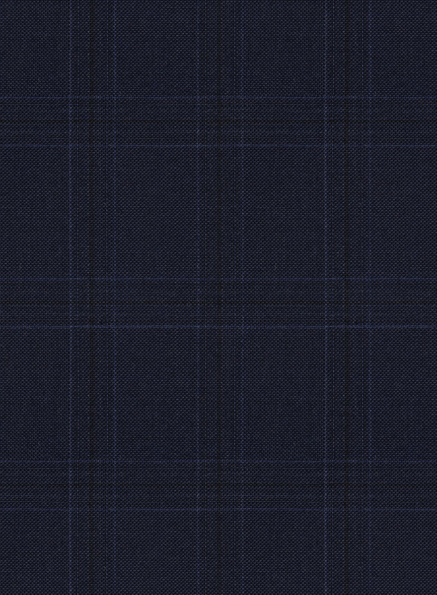 Scabal Xuito Checks Blue Wool Pants - Image 4