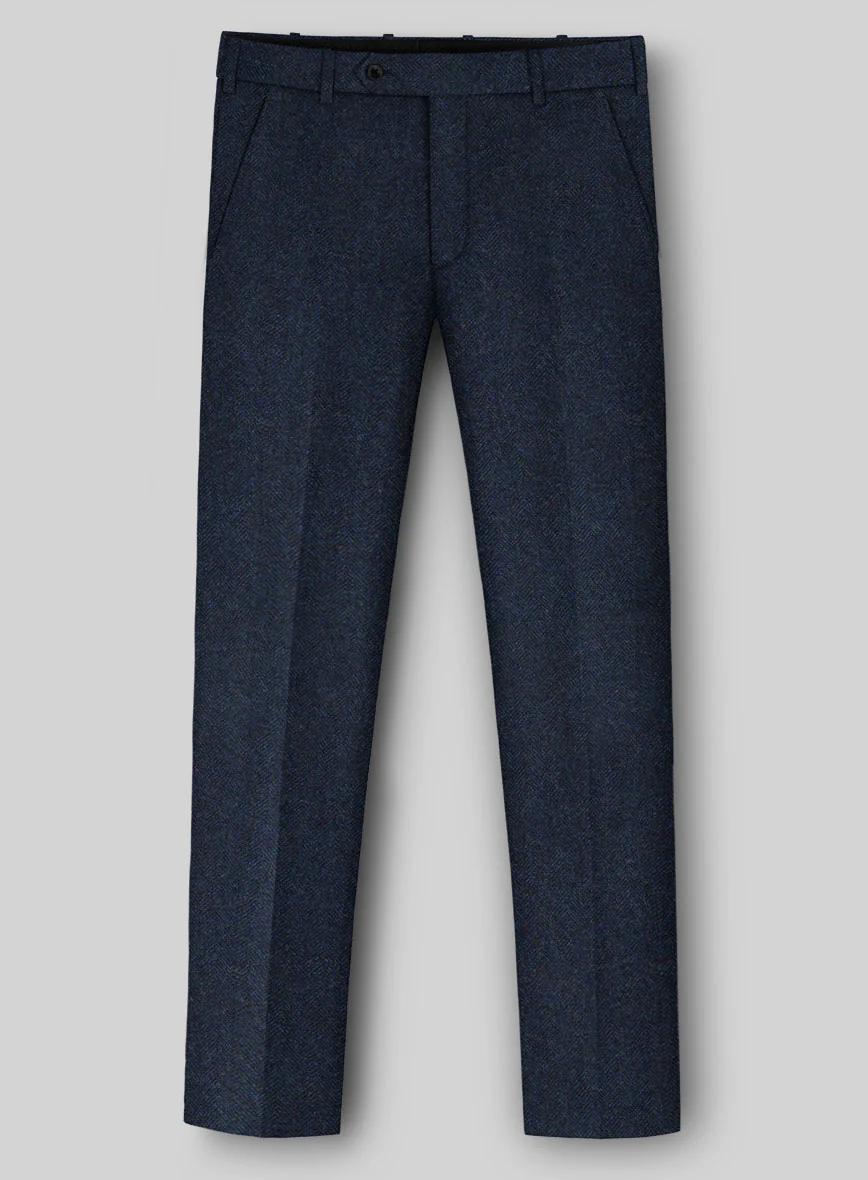 Showman Blue Herringbone Tweed Double Breasted Suit - Image 6