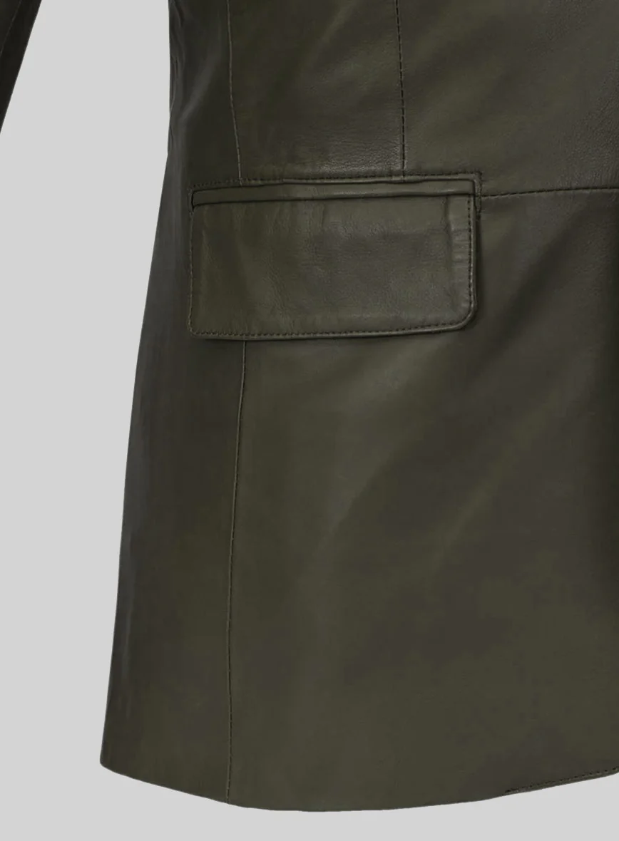 Absolute Dark Green Lambskin Leather Blazer - Image 3