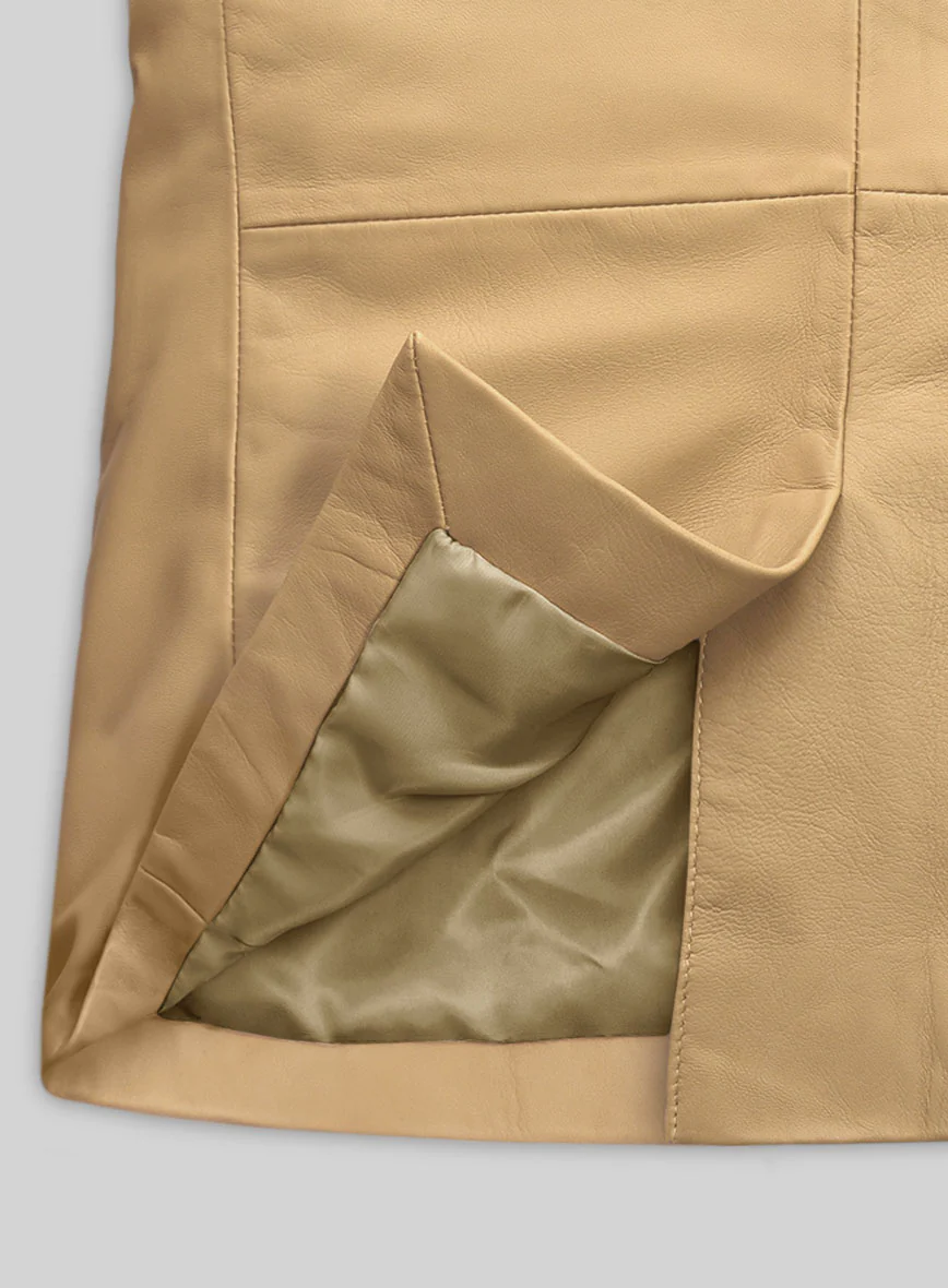 Dark Beige Lambskin Leather Blazer - Image 5