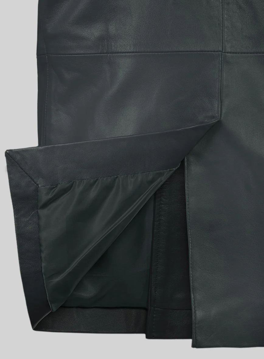 Gray Lambskin Leather Pea Coat - Image 4