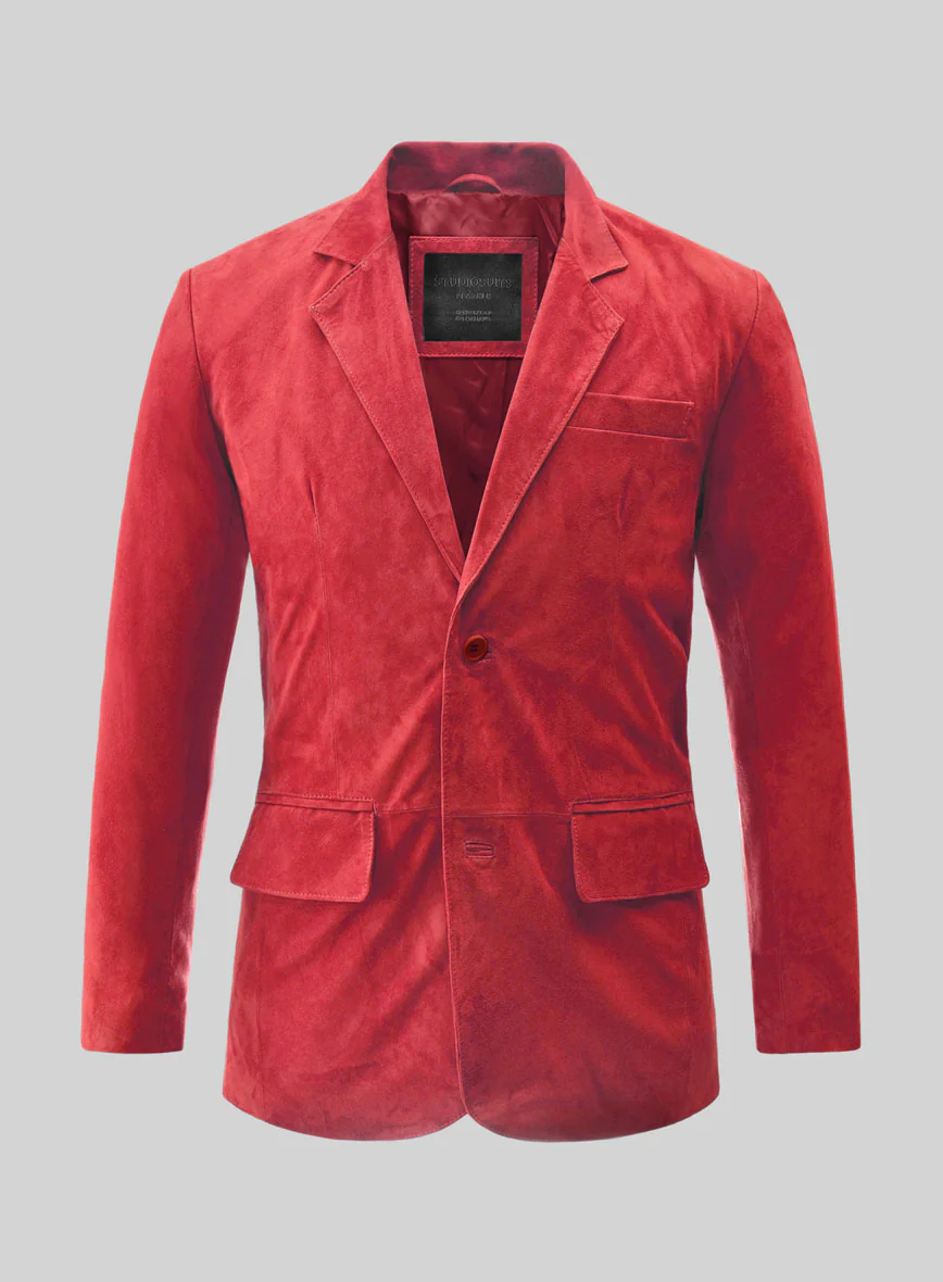 Lava Red Suede Leather Blazer