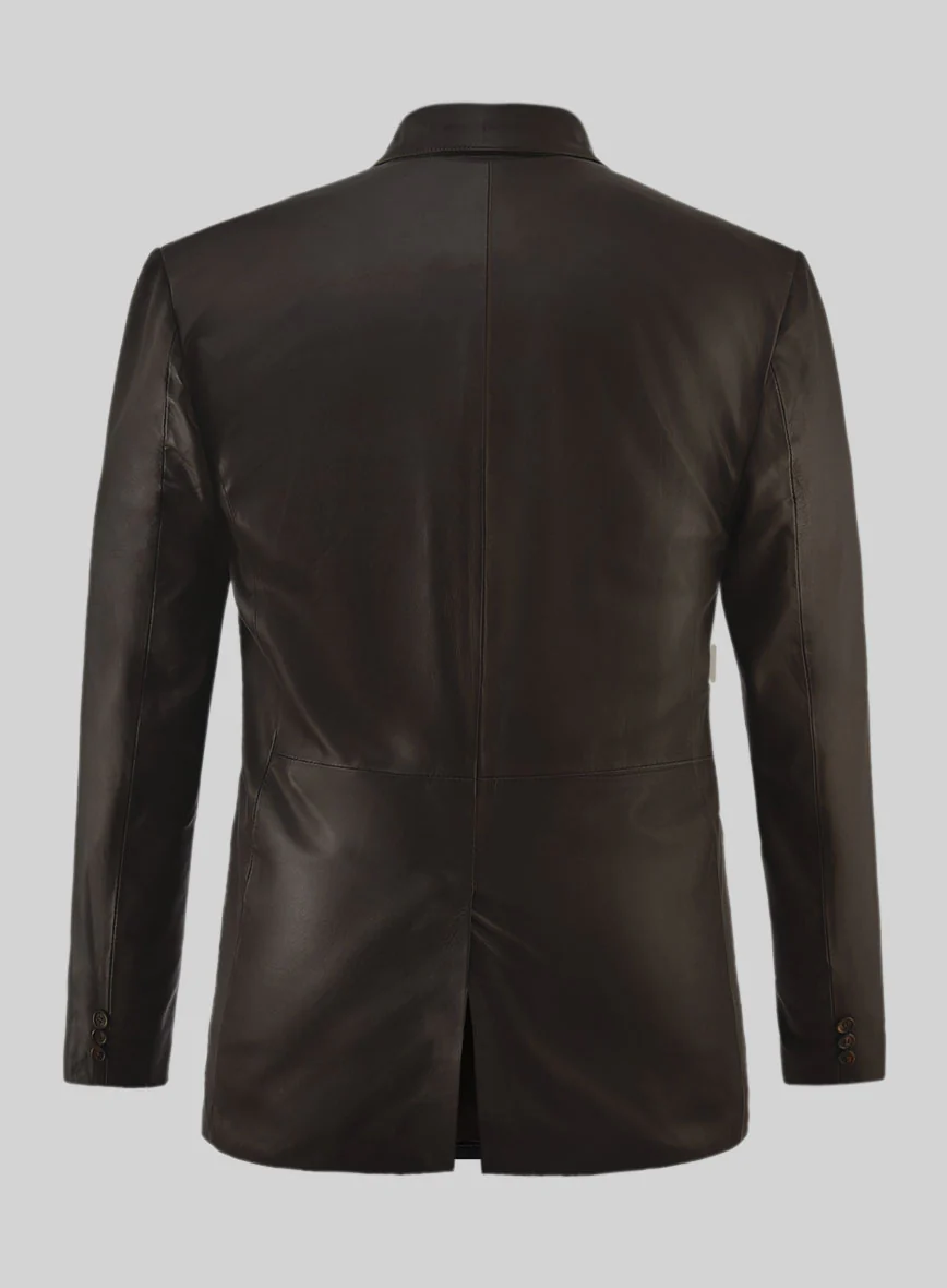 Louis Brown Lambskin Leather Blazer - Image 2