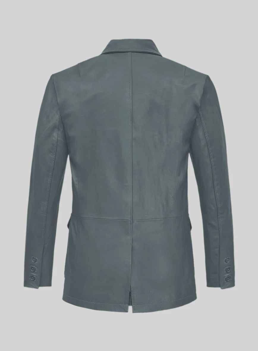 Sherpa Gray Washed and Wax Lambskin Leather Blazer - #712 - Image 2