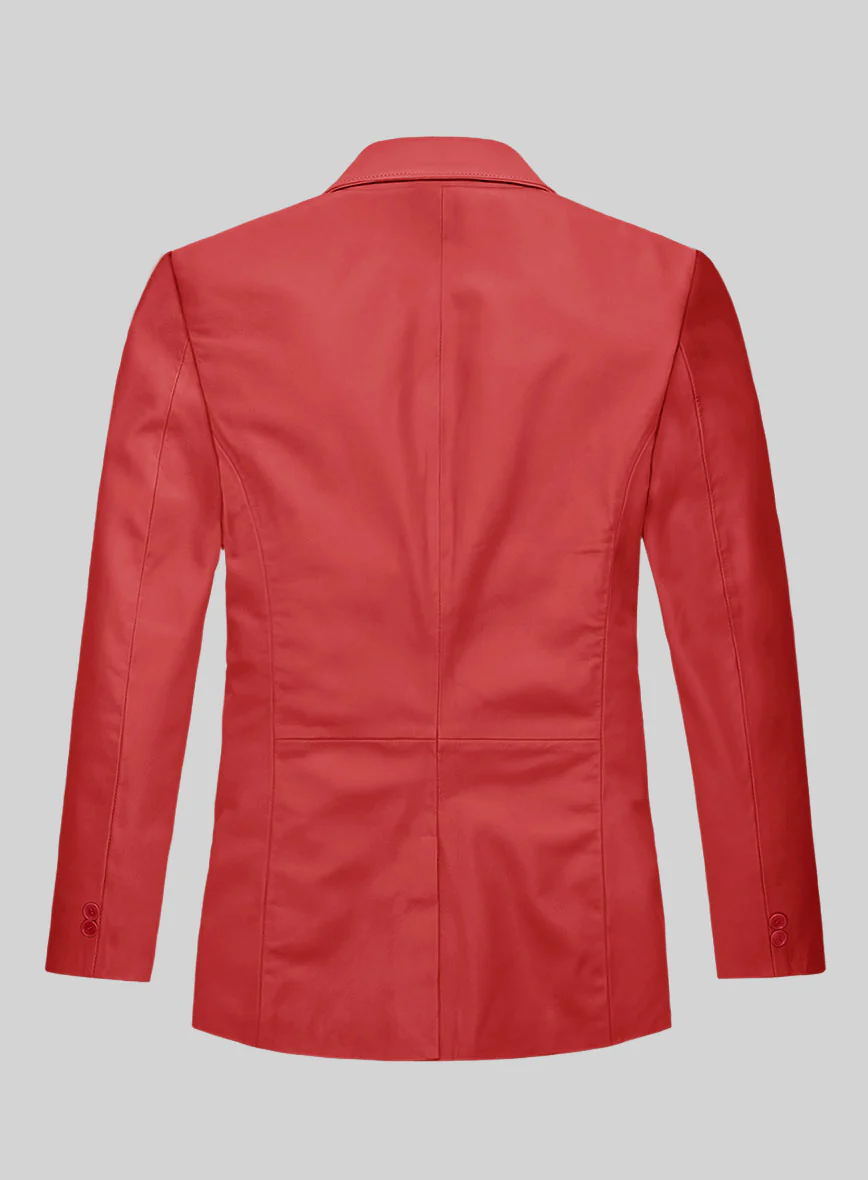 Tango Red Lambskin Leather Blazer - Image 3