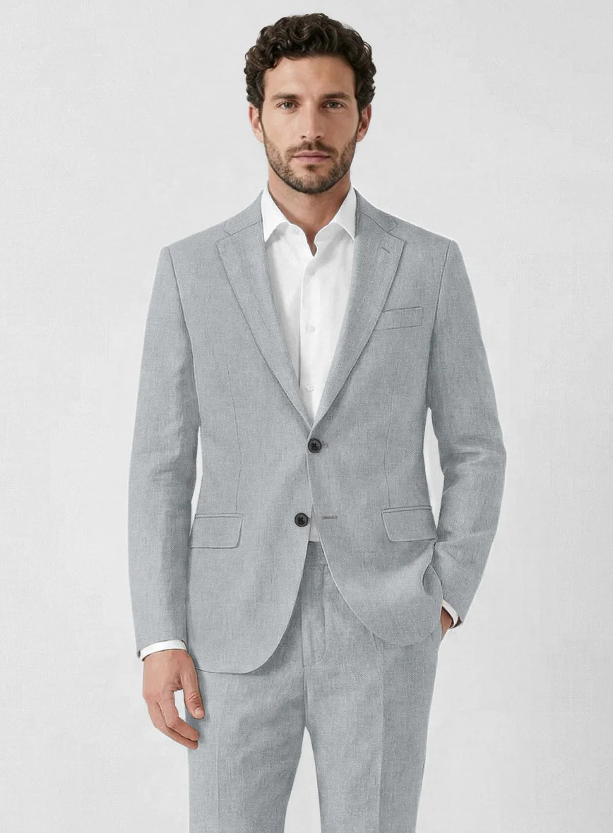 Solbiati Art Du Lin Blue Gray Linen Suit - Image 3