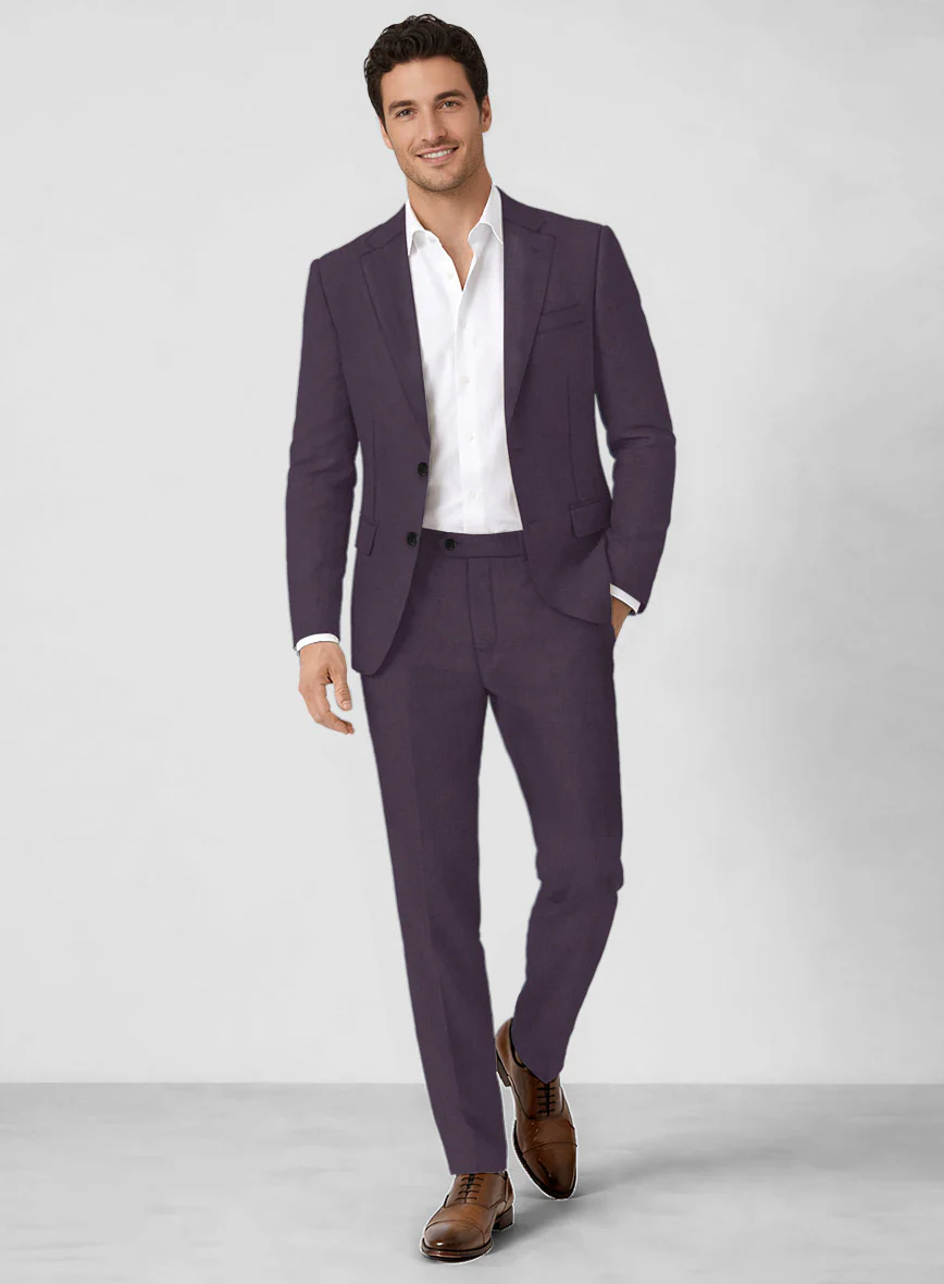 Solbiati Art Du Lin Dark Lavender Linen Suit