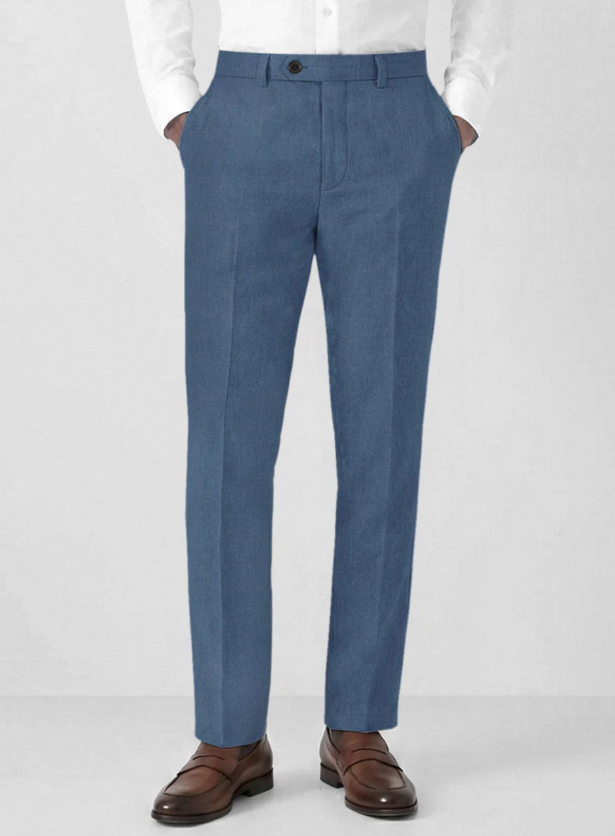 Solbiati Art Du Lin Dark Pastel Blue Linen Suit - Image 6